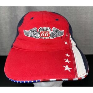 Phillips 66 X/C Aviation Oil Adjustable Baseball Hat Cap Red White Blue Stars‎